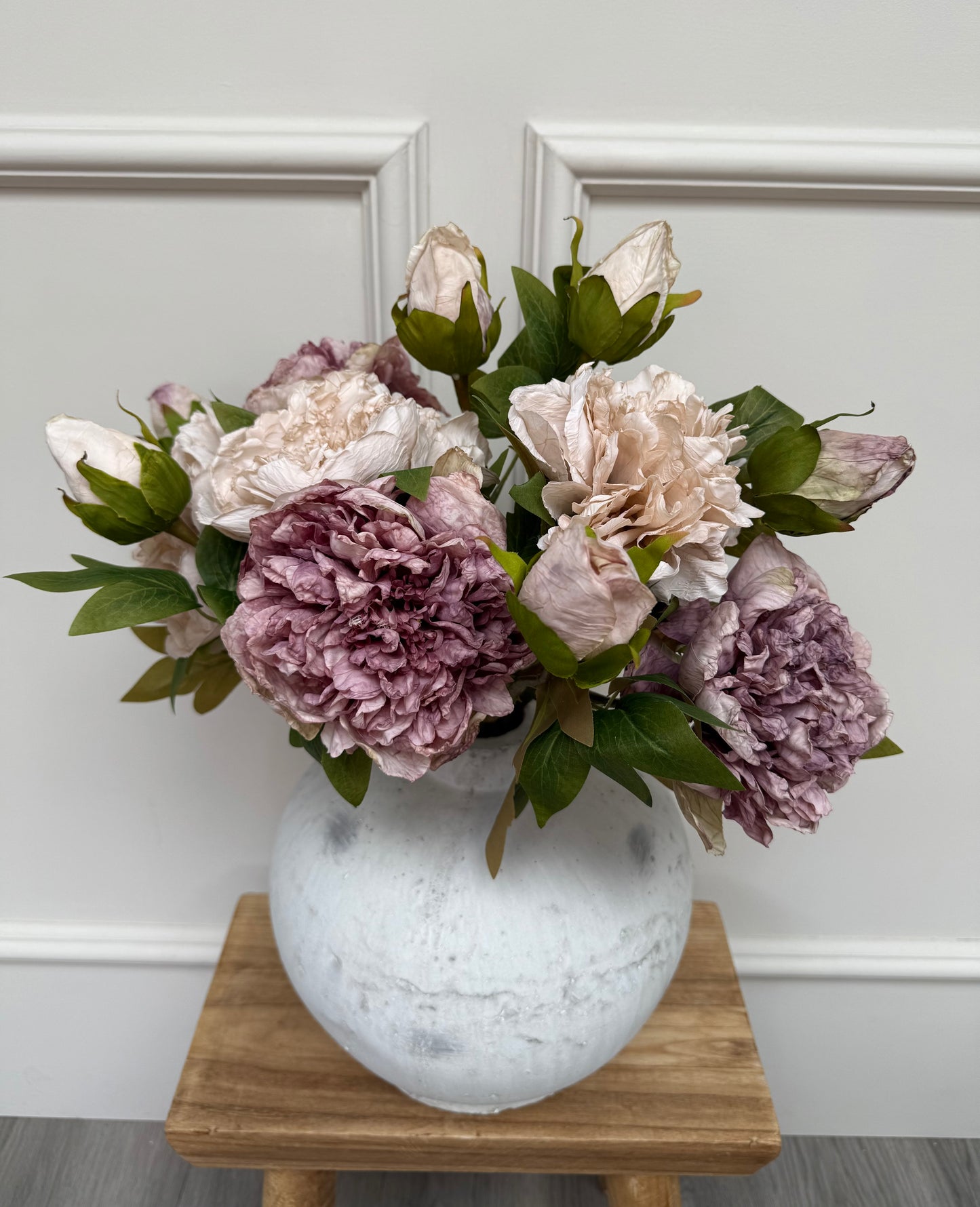 Vintage Mauve and Oyster Faux Open Peony Bunch