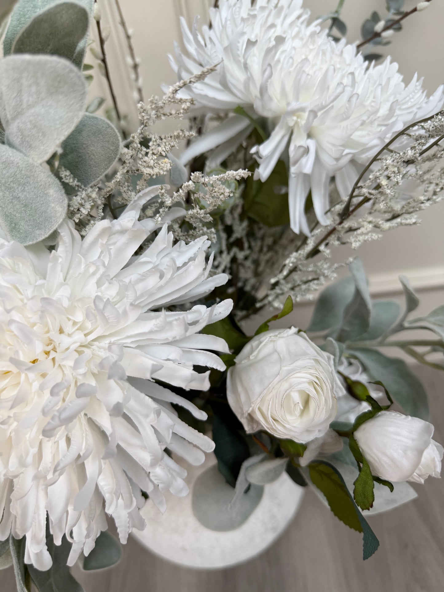 Luxury Winter White Rose and Frost Bunch