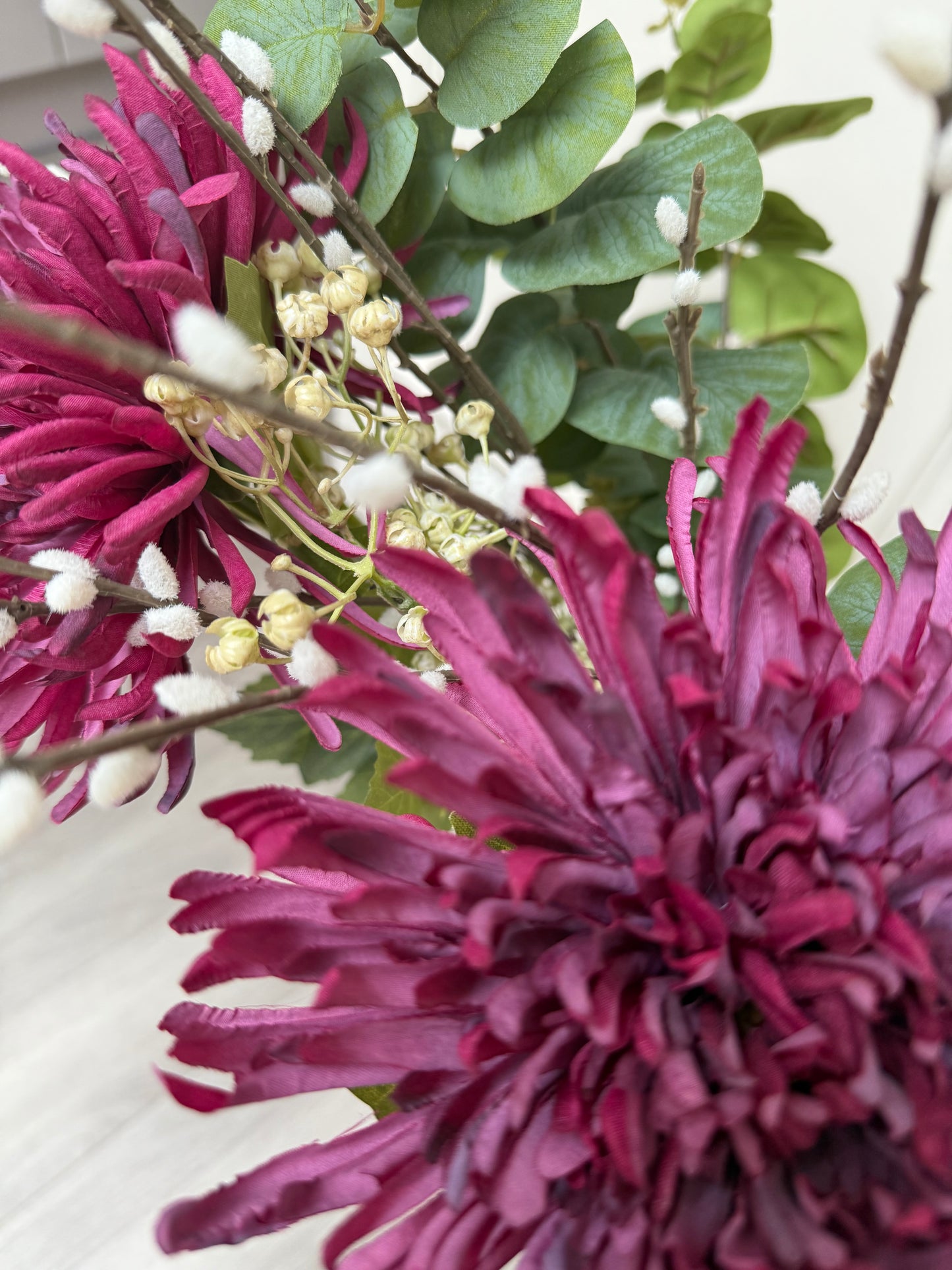 Large Mulberry Floral, Pussy Willow & Eucalyptus Bunch