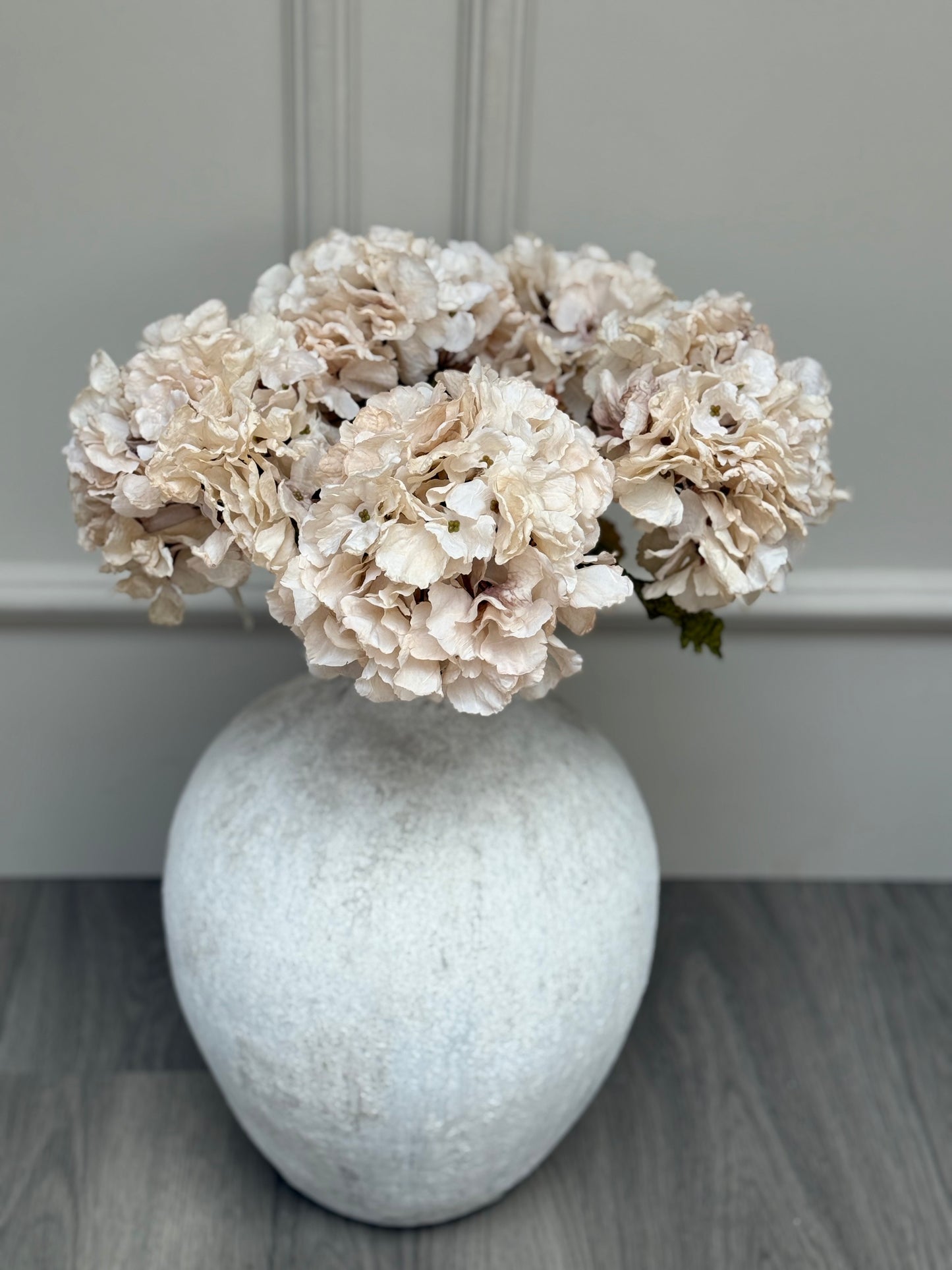 Oyster Dried Ruffle Faux Hydrangea