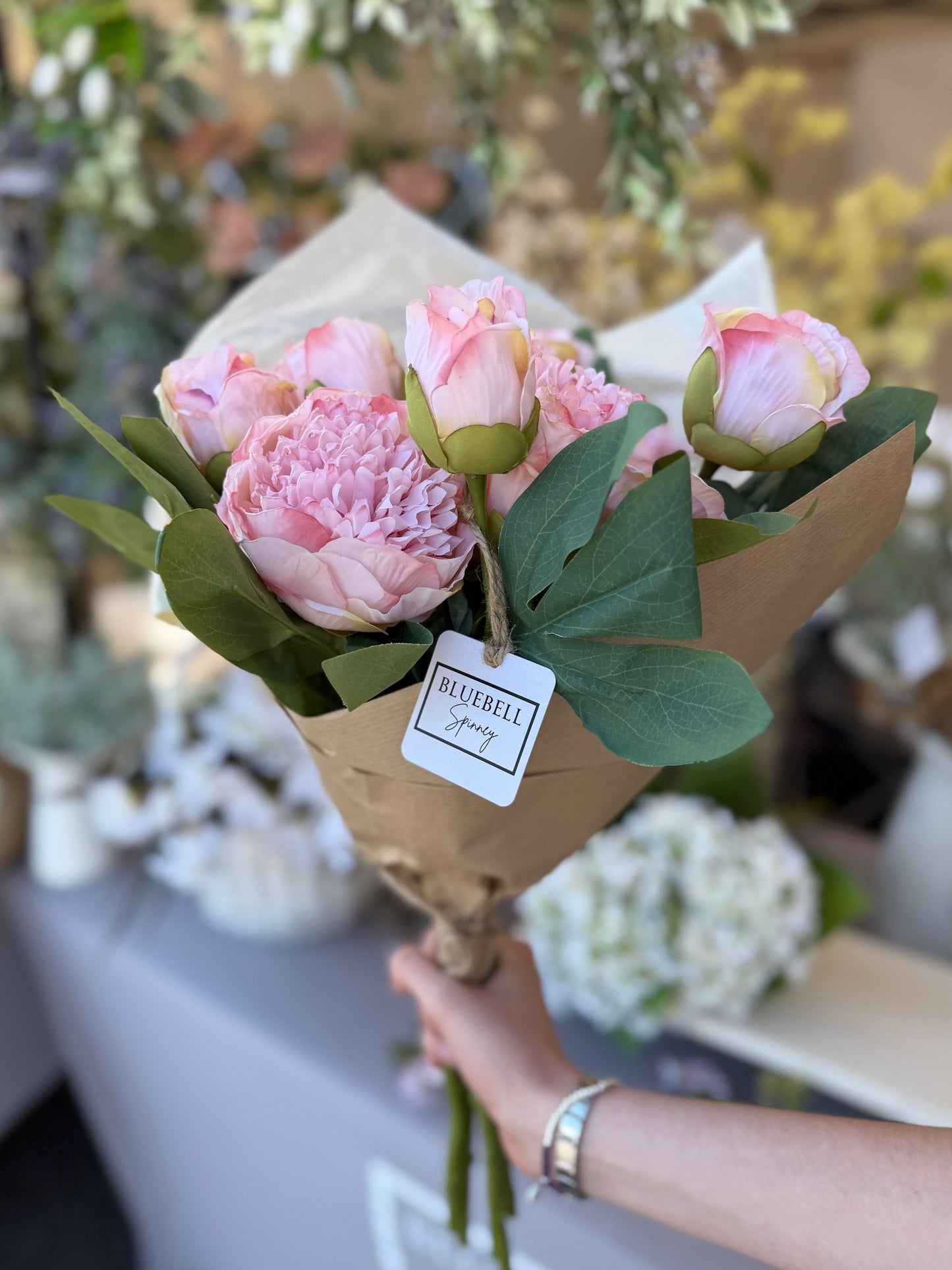 Faux Pink Peony Bunch