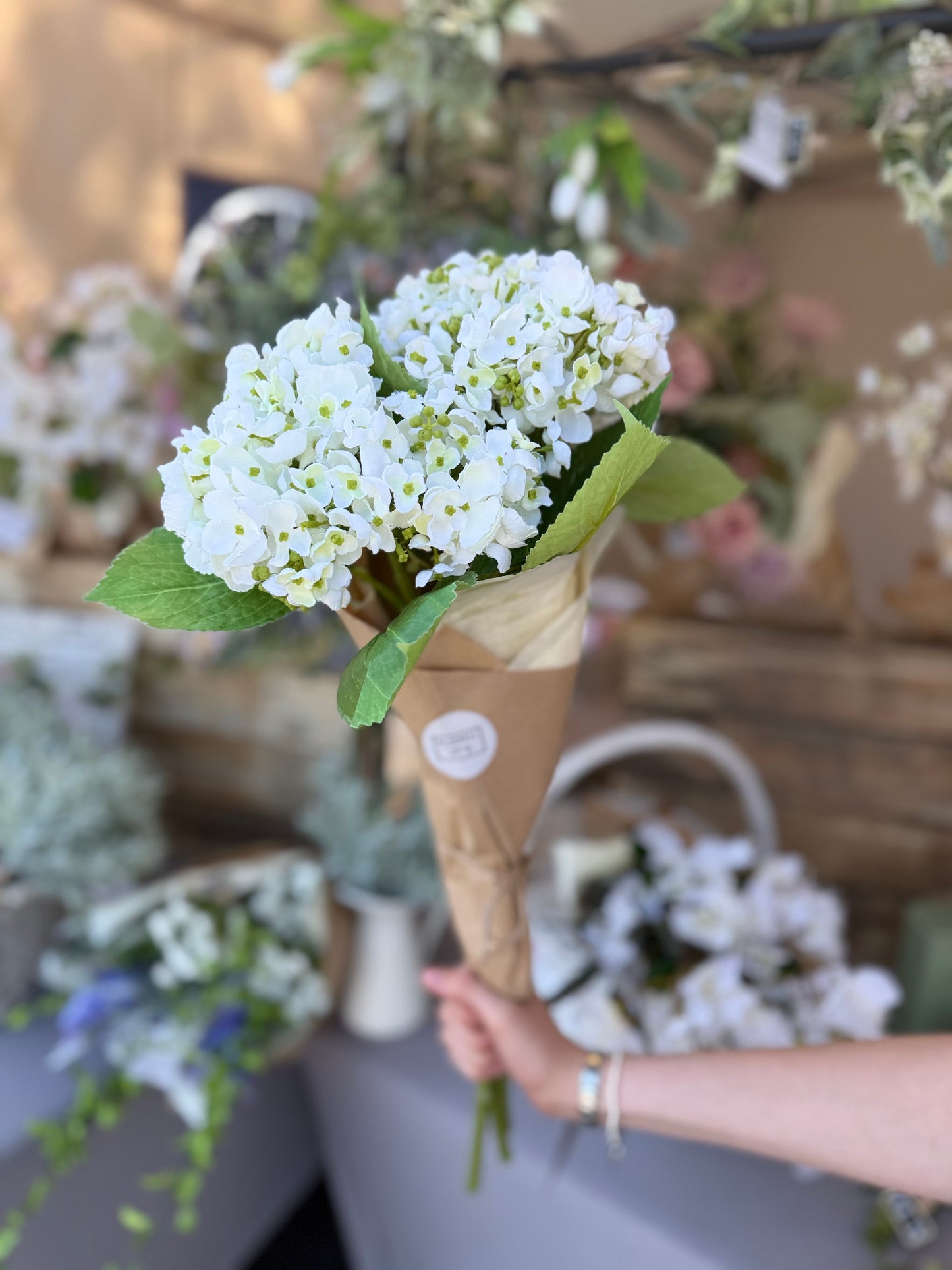 Faux White Hydrangea Bunch