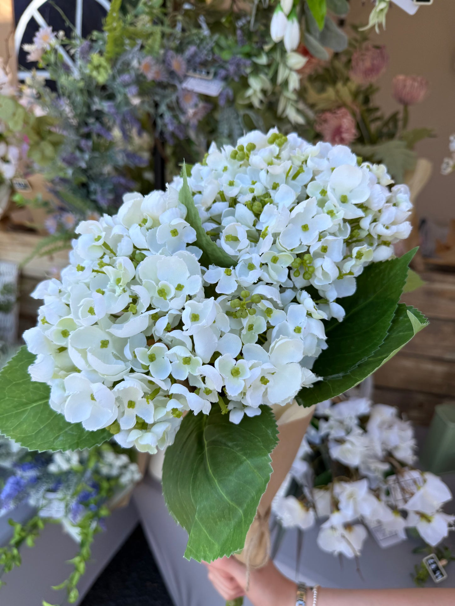 Faux White Hydrangea Bunch