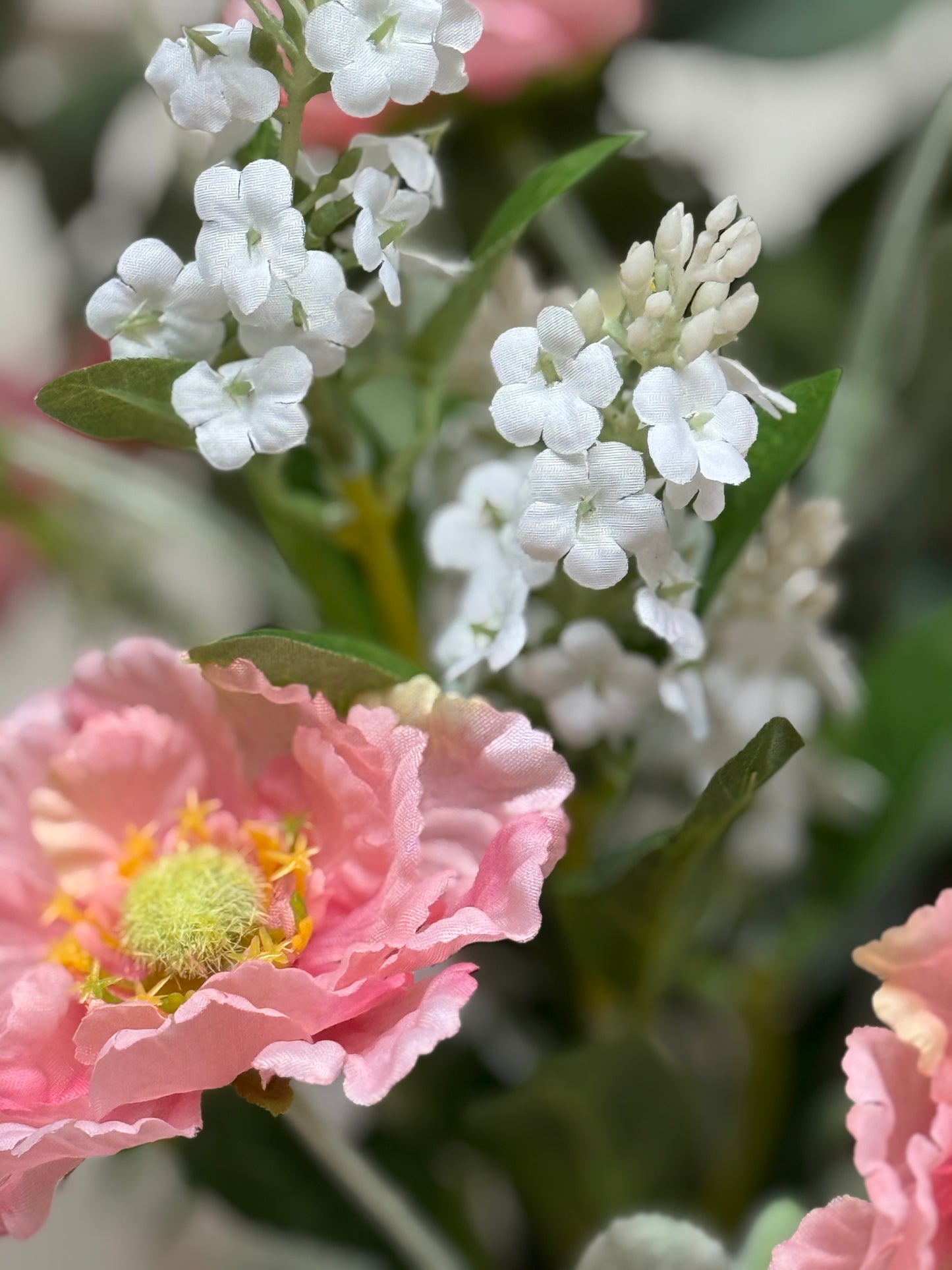 Pink Frilly Scabiosa, Fern and Eucalyptus Bunch