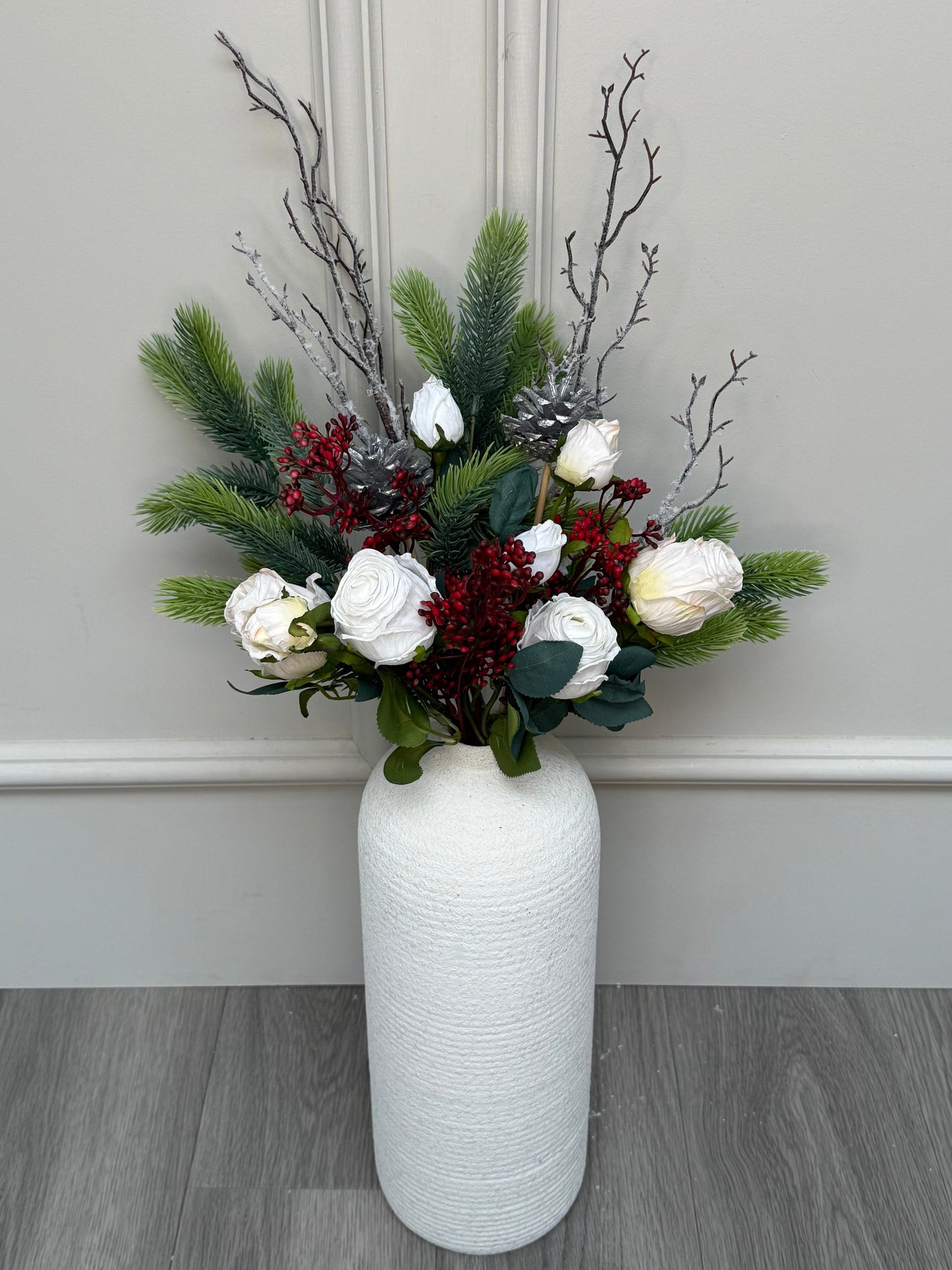 Winter Rose Buds with Berries and Spruce