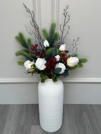 Winter Rose Buds with Berries and Spruce