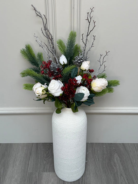 Winter Rose Buds with Berries and Spruce