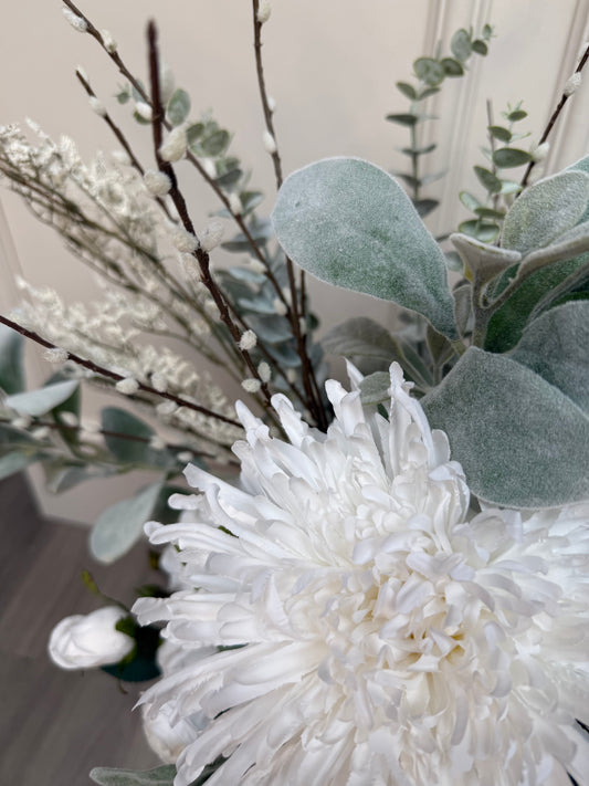 Luxury Winter White Rose and Frost Bunch
