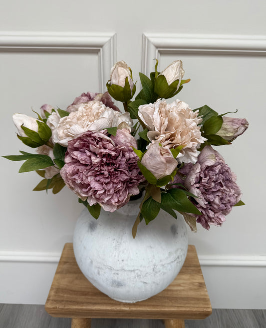 Vintage Mauve and Oyster Faux Open Peony Bunch