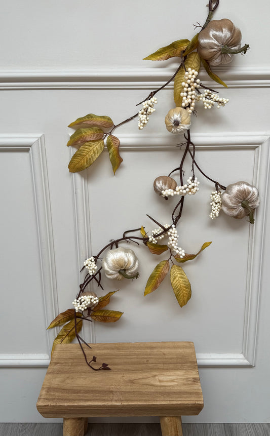 Mink and Cream Velvet Pumpkin Garland