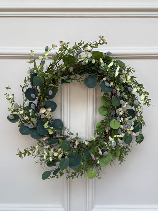 Faux Eucalyptus and Pussy Willow Foliage Wreath