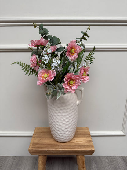 Pink Frilly Scabiosa, Fern and Eucalyptus Bunch