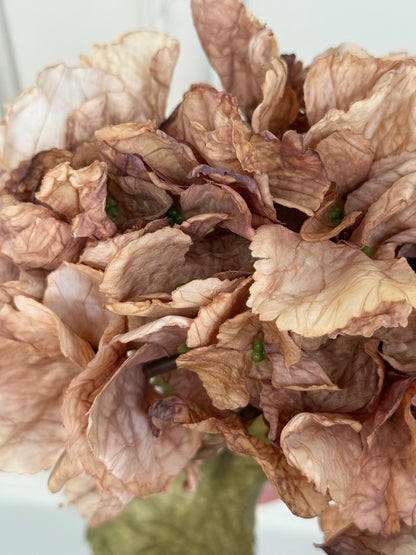 Cappuccino Dried Ruffle Faux Hydrangea