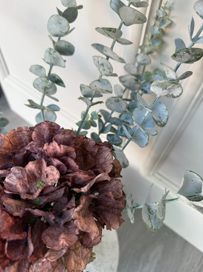 Faux Mocha Hydrangea and Dusted Eucalyptus Bunch