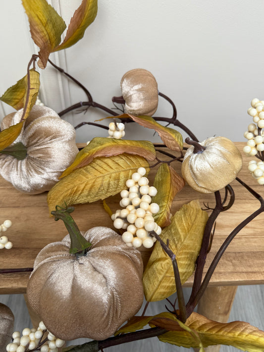 Mink and Cream Velvet Pumpkin Garland