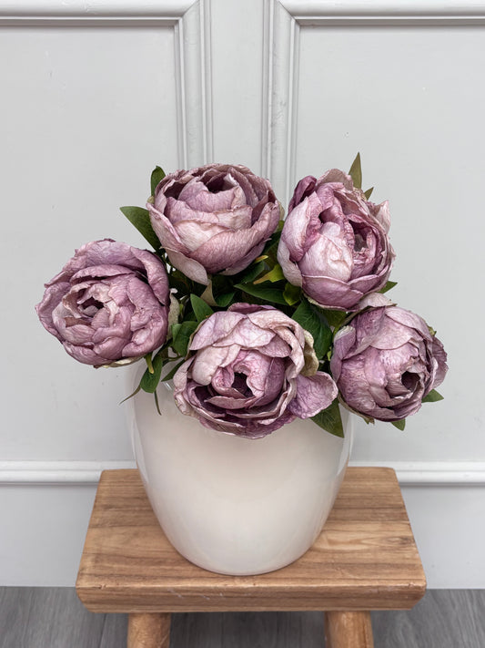 Dried Touch Vintage Mauve Closed Peony Bunch