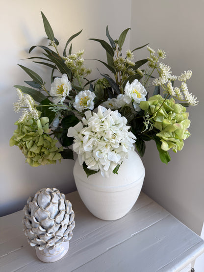 Green and White Hydrangea & Foliage Bunch