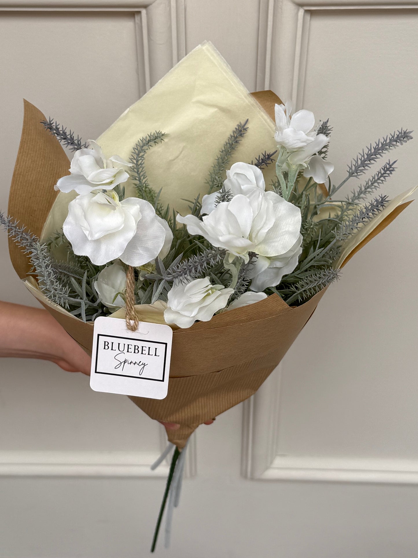 Faux White Sweet Pea and Thorn Spray Bunch