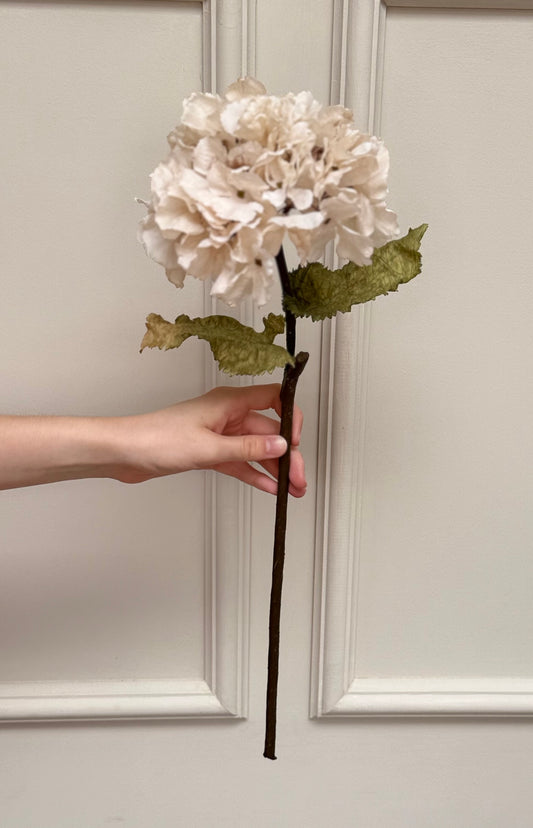 Oyster Dried Ruffle Faux Hydrangea