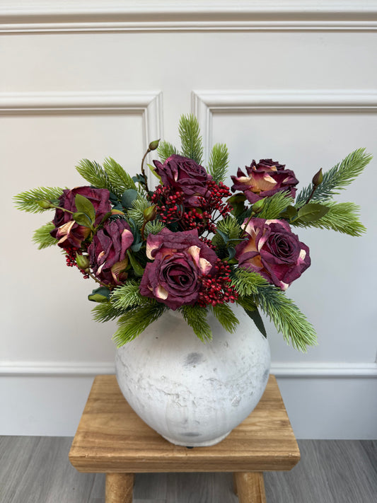 Festive Mulberry Rose Bunch