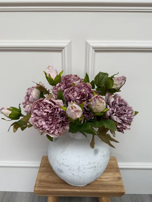Vintage Mauve Faux Open Peony Bunch