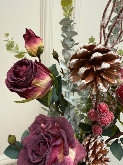 Small Burgundy Winter Rose Bunch