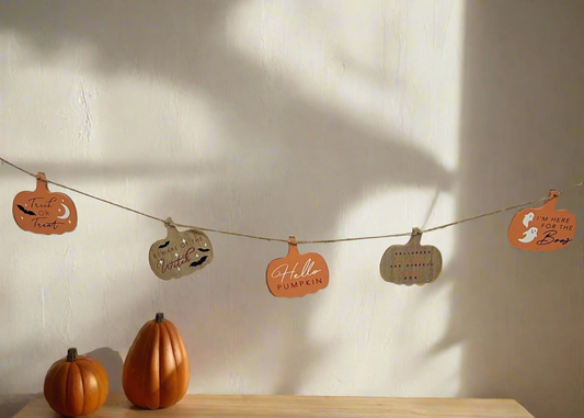 Wooden Pumpkin Garland