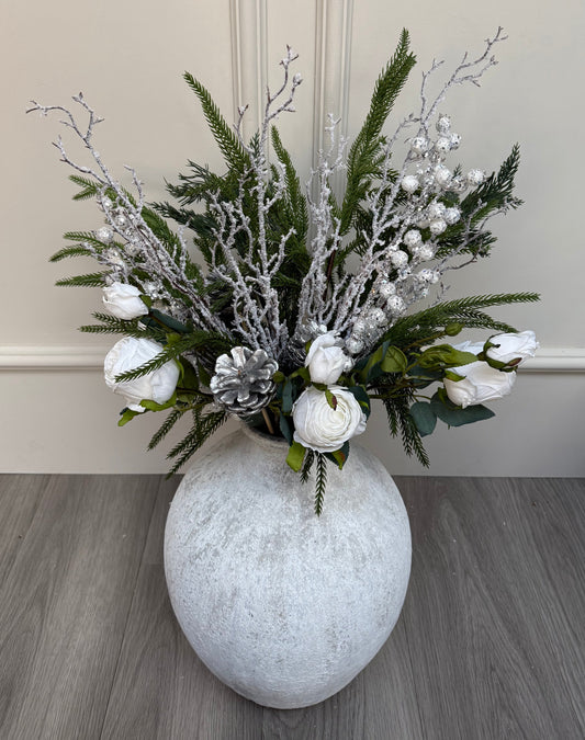 White Festive Sparkle Rose Bunch