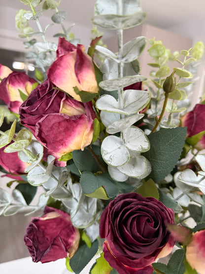 Small Mulberry Rosebud and Eucalyptus Bunch