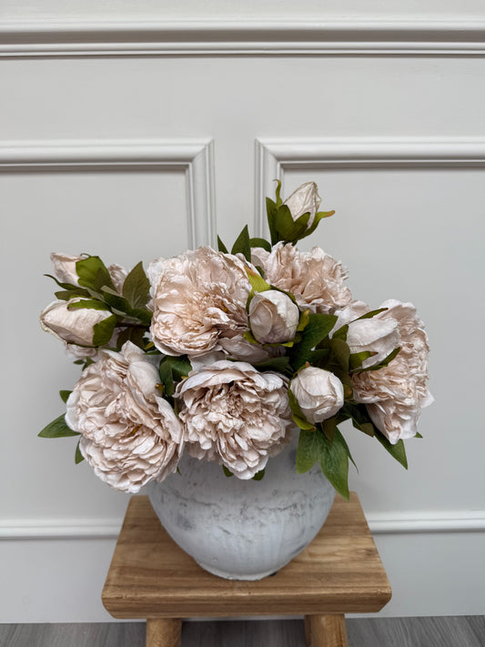 Oyster Faux Open Peony Bunch