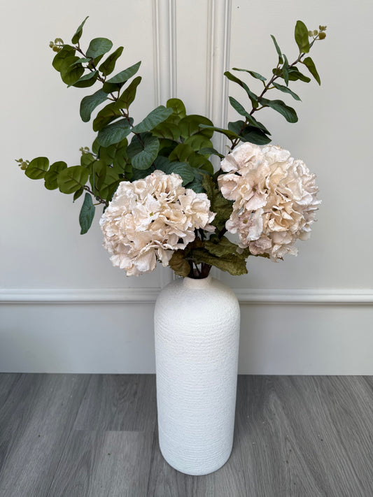 Oyster Hydrangea and Eucalyptus Spray