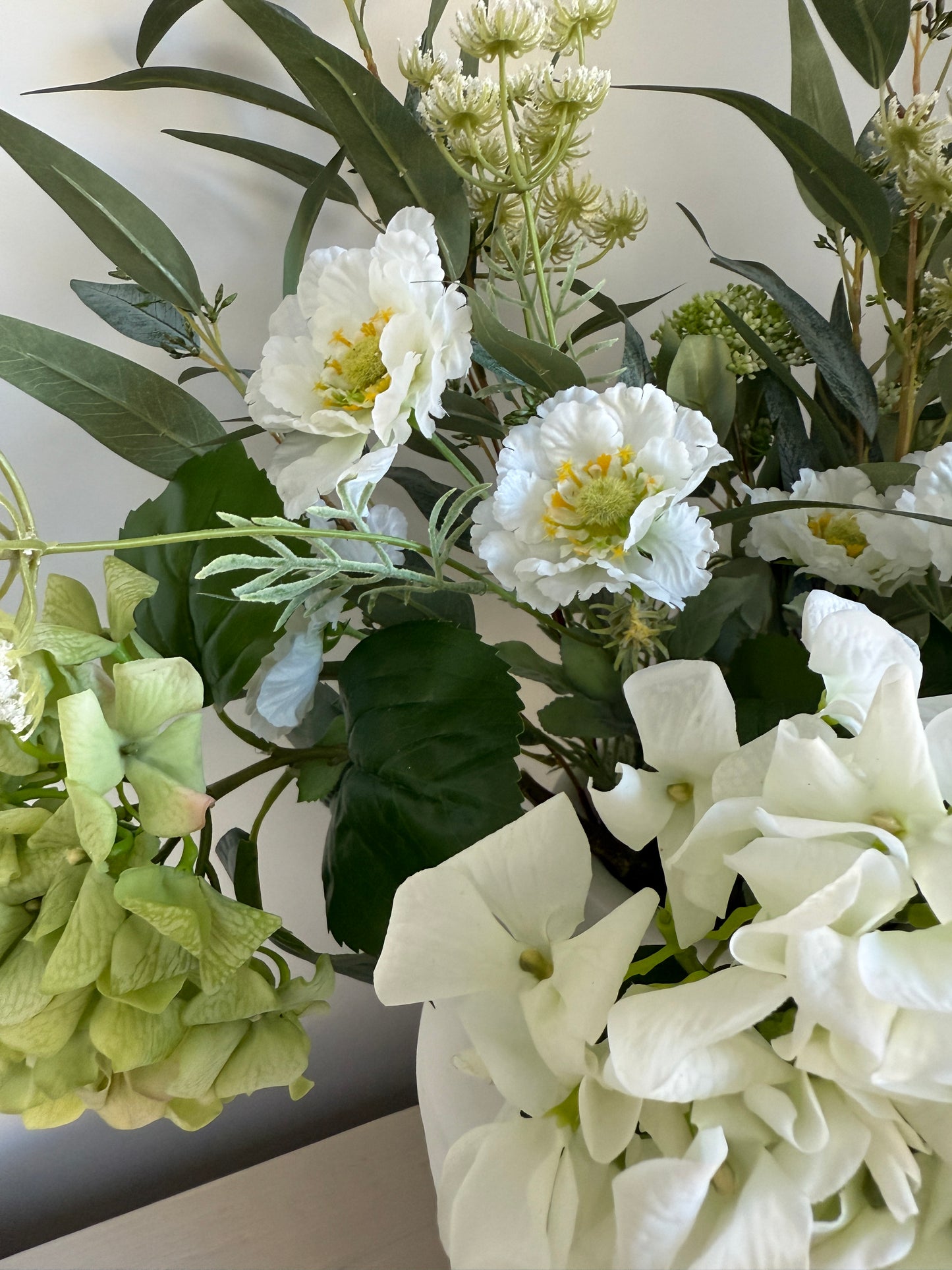 Green and White Hydrangea & Foliage Bunch
