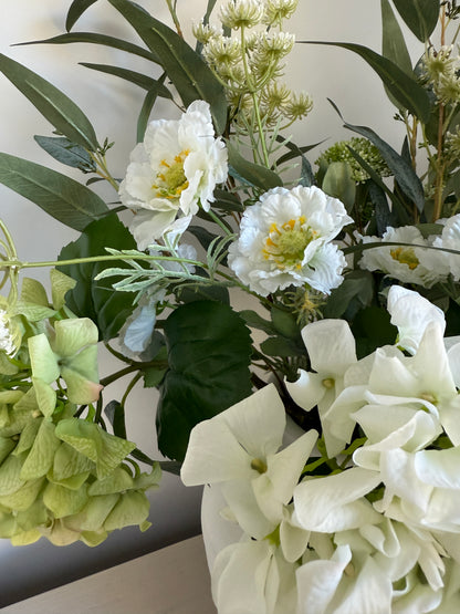 Green and White Hydrangea & Foliage Bunch