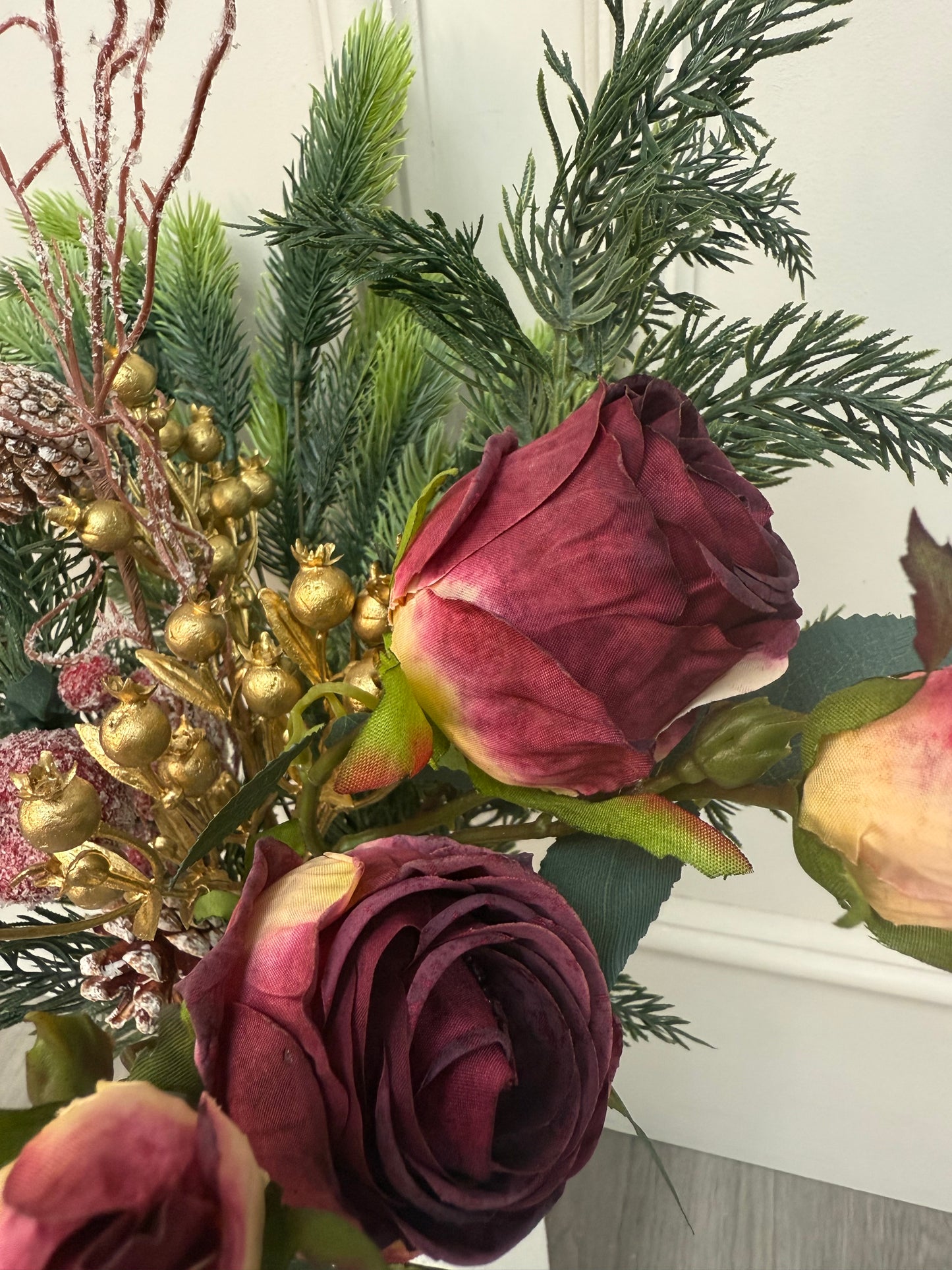 Mulberry Rose and Spruce Bunch