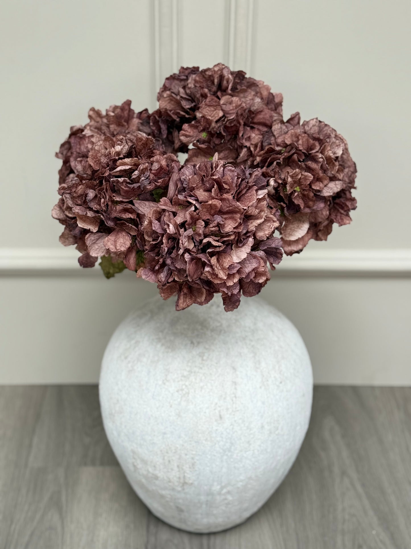 Mocha Dried Ruffle Faux Hydrangea