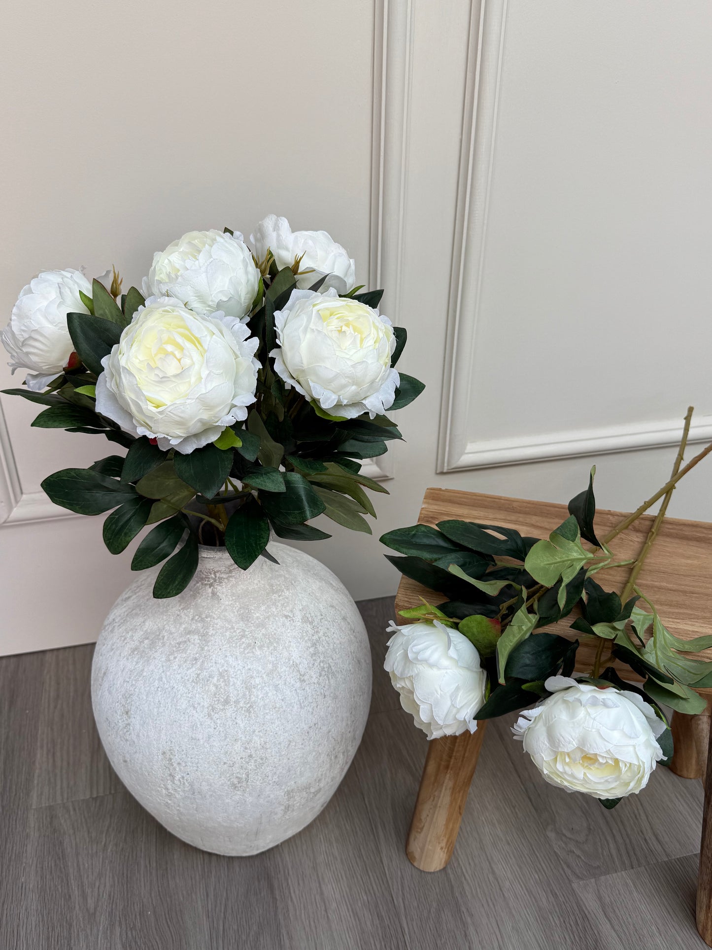 Faux White Peony Stem