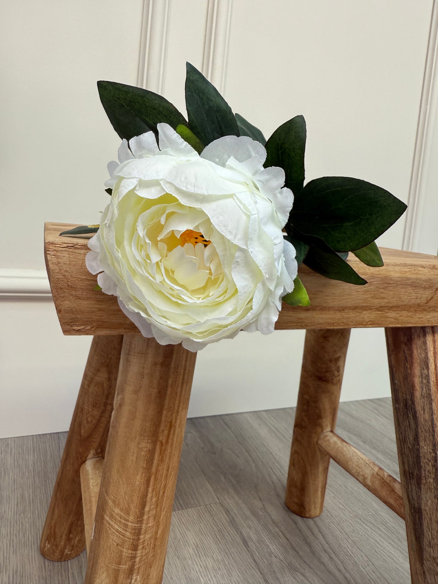 Faux White Peony Stem