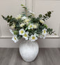 White Frilly Scabiosa and Eucalyptus Bunch